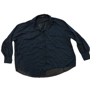 All Saints Womens black Sheer Long Sleeve Button Up Shirt blouse size medium